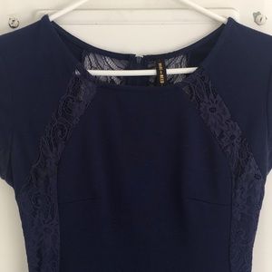 Navy lace stretch pencil dress